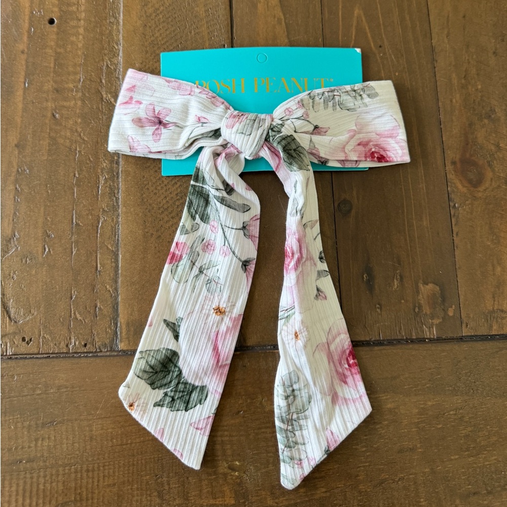 Posh Peanut Floral Bow Headband pink